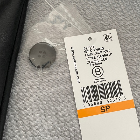 New Karen Kane Wild Thing Black Vegan Faux Leather Crop Jacket Small Petite - Picture 6 of 14